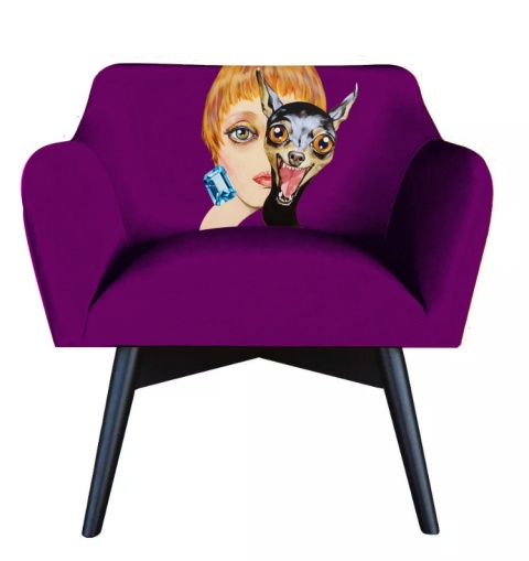 Fotel tapicerowany POP-ART synergia designerski do salonu lub sypialni