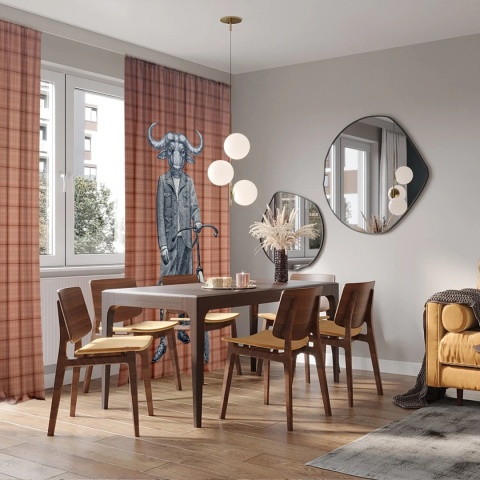 Komplet 2 szt zasłon zaciemniających TORO welurowe designerskie z grafiką