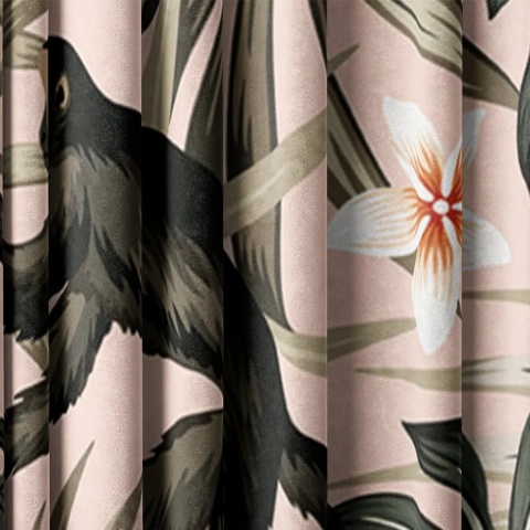 Komplet 2 szt zasłon zaciemniających JUNGLE welurowe designerskie z grafiką