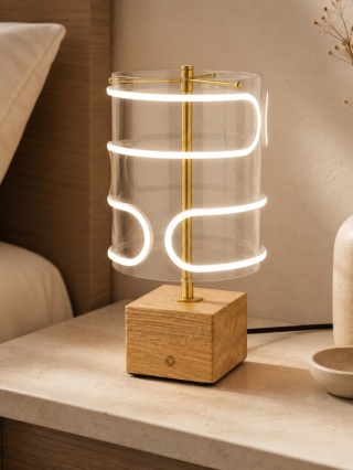 Lampa stołowa dekoracyjna CLOUD lite drewno do salonu lub sypialni