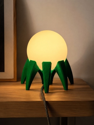 Lampka nocna PAJĄCZEK ze szklanym kloszem solidna zielona do sypialni, pokoju dziecka