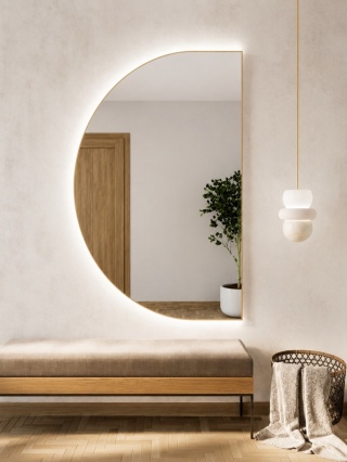 Lustro Tiny Border Semi Round LED 80 x 40 cm podświetlone