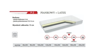 Materac piankowy SOMA REST P-2 + LATEX dwustronny średniotwardy / twardy 15 cm