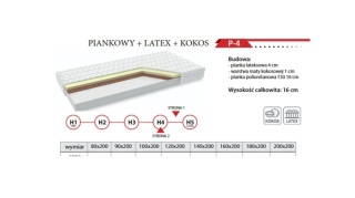 Materac piankowy SOMA REST P-4 + VISCO + LATEX + COCOS dwustronny średniotwardy / twardy 16 cm