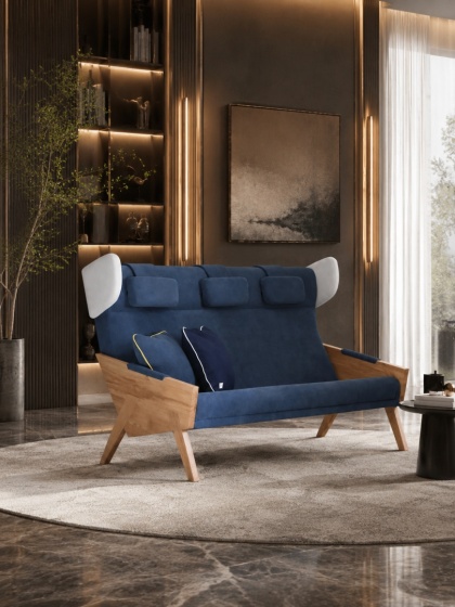 Sofa LIU trzyosobowa lite drewno nowoczesna do salonu lub biura