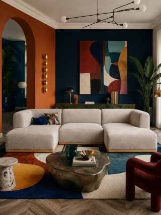 Sofa modułowa ALIKO elegancka w kształcie litery U Velvet beżowa do salonu