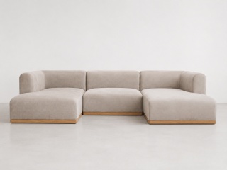 Sofa modułowa ALIKO elegancka w kształcie litery U Velvet beżowa do salonu