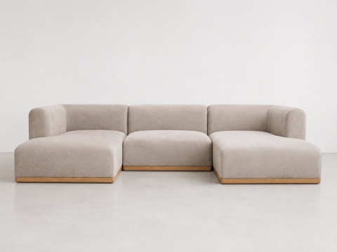 Sofa modułowa ALIKO elegancka w kształcie litery U Velvet beżowa do salonu