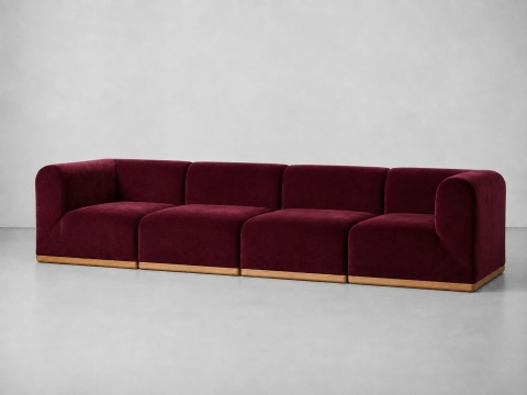 Sofa modułowa ALIKO elegancka Velvet burgundowa do salonu