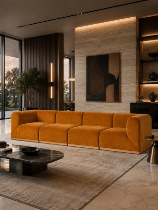 Sofa modułowa ALIKO elegancka Velvet złota do salonu