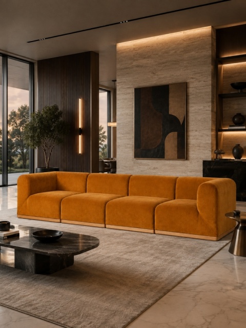 Sofa modułowa ALIKO elegancka Velvet złota do salonu
