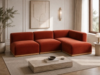 Sofa modułowa ALIKO elegancki narożnik velvet miedziany do salonu