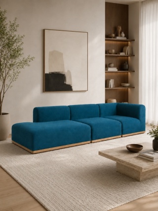 Sofa modułowa ALIKO elegancki narożnik velvet miedziany do salonu