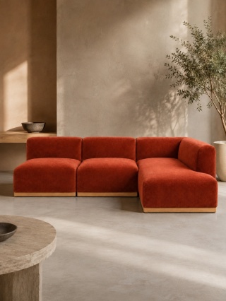Sofa modułowa ALIKO elegancki narożnik velvet miedziany do salonu