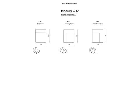 Sofa modułowa ALIKO moduł A02 jeden element elegancki do salonu
