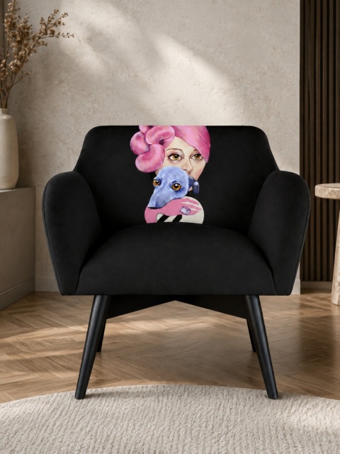 Fotel tapicerowany POP-ART Cecylia designerski czarny do salonu lub sypialni