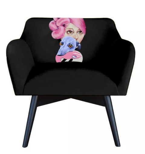 Fotel tapicerowany POP-ART Cecylia designerski czarny do salonu lub sypialni
