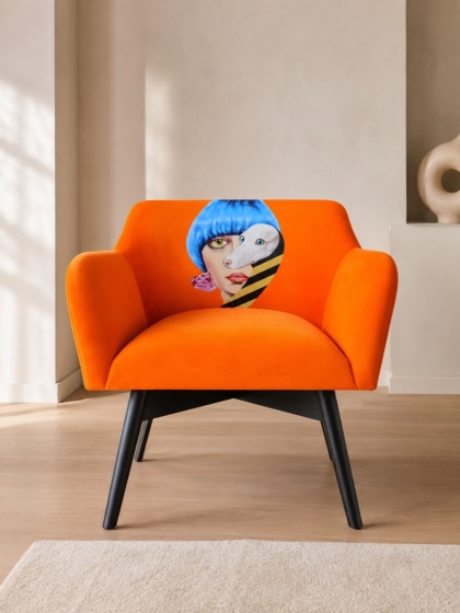 Fotel tapicerowany POP-ART dog lady designerski do salonu lub sypialni