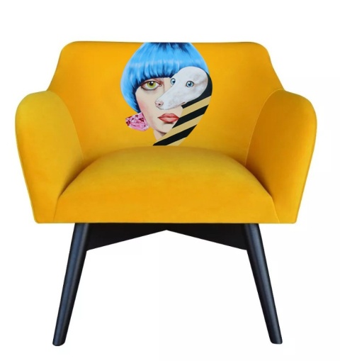 Fotel tapicerowany POP-ART dog lady designerski do salonu lub sypialni