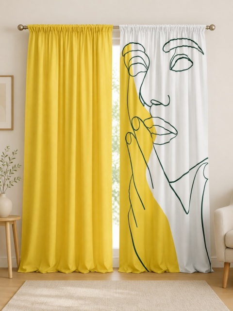 Komplet 2 szt zasłon zaciemniających ABSTRACT WOMAN welurowe designerskie z grafiką