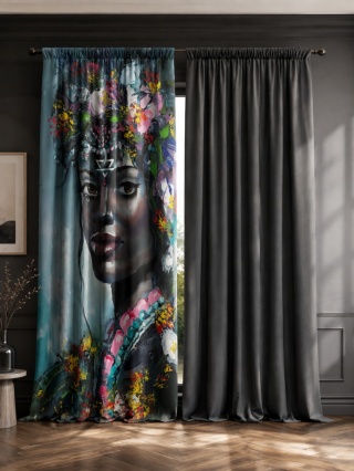 Komplet 2 szt zasłon zaciemniających AFRICA designerskie z grafiką