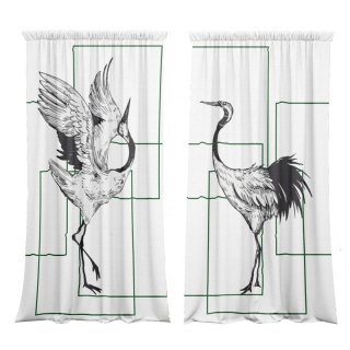 Komplet 2 szt zasłon zaciemniających IN CAGE welurowe designerskie z grafiką