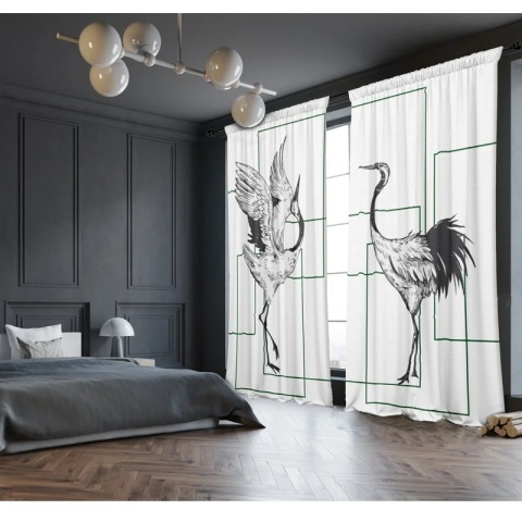 Komplet 2 szt zasłon zaciemniających IN CAGE welurowe designerskie z grafiką