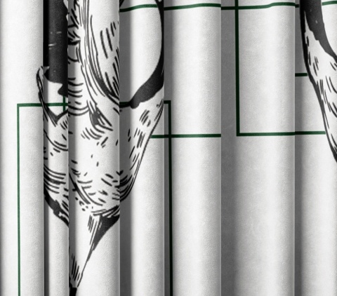 Komplet 2 szt zasłon zaciemniających IN CAGE welurowe designerskie z grafiką