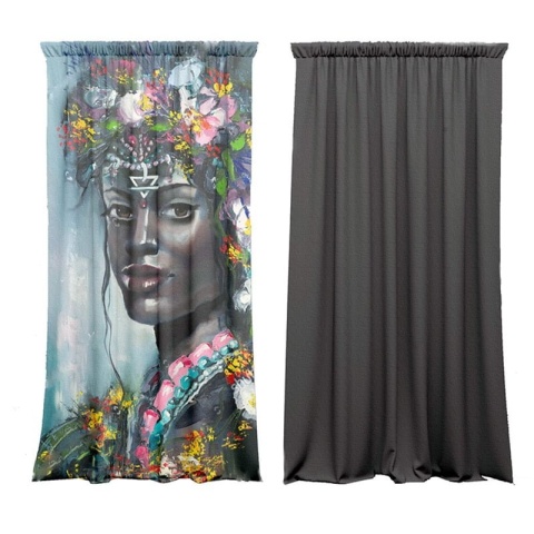 Komplet 2 szt zasłon zaciemniających AFRICA designerskie z grafiką