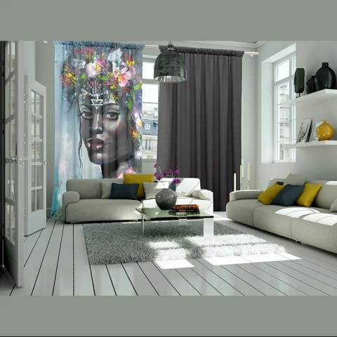 Komplet 2 szt zasłon zaciemniających AFRICA designerskie z grafiką