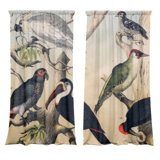 Komplet 2 szt zasłon zaciemniających WHITE PARROT welurowe designerskie z grafiką