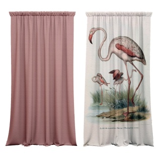 Komplet 2 szt zasłon zaciemniających FLAMINGOS welurowe designerskie z grafiką