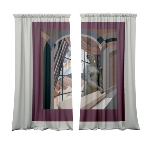 Komplet 2 szt zasłon zaciemniających RELAIS welurowe designerskie z grafiką