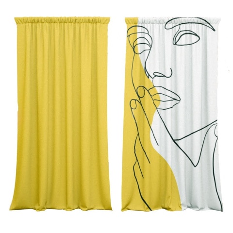 Komplet 2 szt zasłon zaciemniających ABSTRACT WOMAN welurowe designerskie z grafiką
