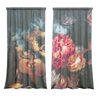 Komplet 2 szt zasłon zaciemniających CHICK FLOWER welurowe designerskie z grafiką