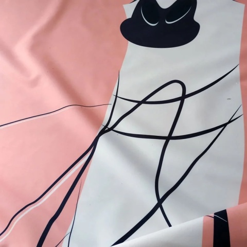 Komplet 2 szt zasłon zaciemniających BABY GIRAFFE welurowe designerskie z grafiką