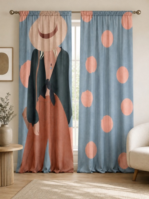 Komplet 2 szt zasłon zaciemniających PRETTY WOMAN welurowe designerskie z grafiką
