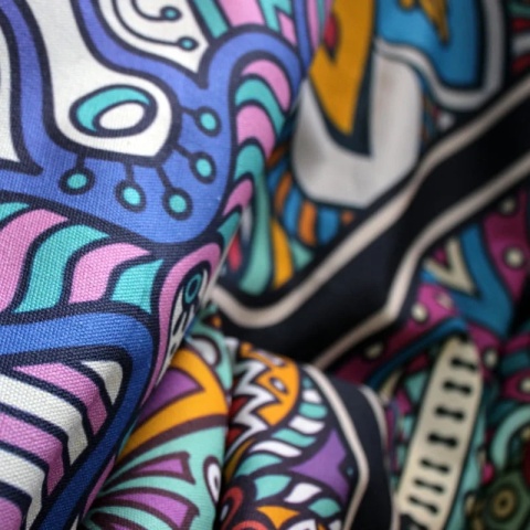 Komplet 2 szt zasłon zaciemniających MAROCO welurowe designerskie z grafiką