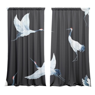 Komplet 2 szt zasłon zaciemniających BIRDS welurowe designerskie z grafiką