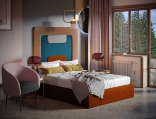 Łóżko tapicerowane z zagłówkiem PLUM designerskie do sypialni