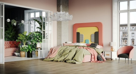 Łóżko tapicerowane z zagłówkiem PLUM 3 designerskie do sypialni