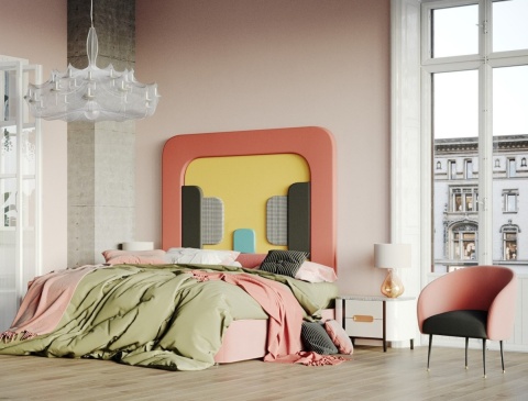 Łóżko tapicerowane z zagłówkiem PLUM 3 designerskie do sypialni