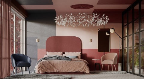 Łóżko tapicerowane z zagłówkiem PLUM 5 designerskie do sypialni