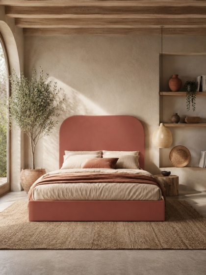 Łóżko tapicerowane z zagłówkiem PLUM 5 designerskie do sypialni