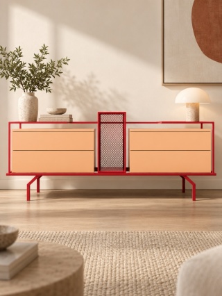 Komoda LEGERO 160 x 76 cm designerska szafka zielona szałwia do salonu