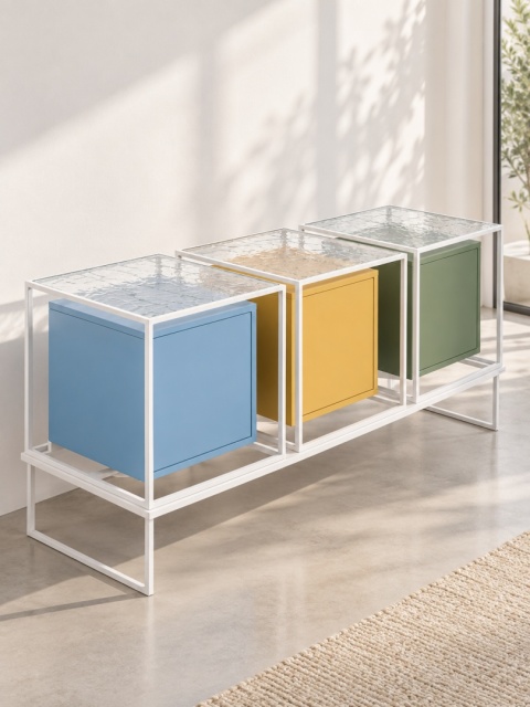 Komoda szklana COMO PLUS 148 x 67 cm designerska szafka do salonu