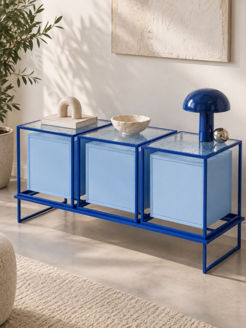 Komoda szklana COMO PLUS 148 x 67 cm designerska szafka do salonu