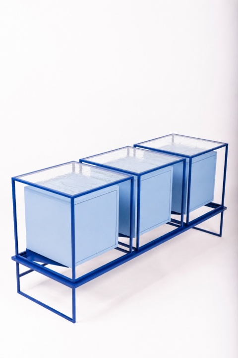 Komoda szklana COMO PLUS 148 x 67 cm designerska szafka do salonu