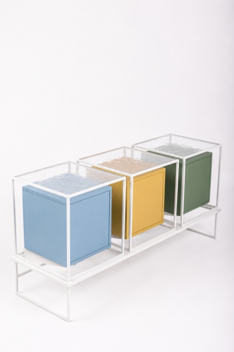 Komoda szklana COMO PLUS 148 x 67 cm designerska szafka do salonu