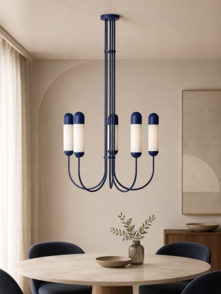 Lampa FUNSUI B nowoczesna granatowa rozmiar M do eleganckich wnętrz salonu, biura, sypialni